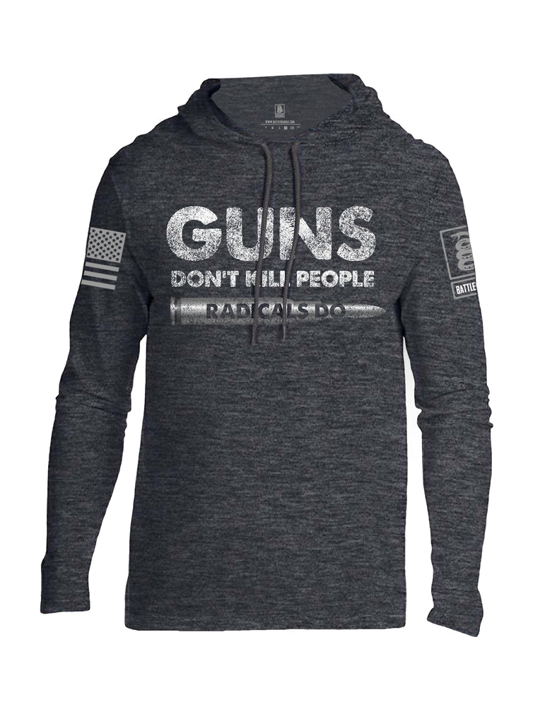 Battleraddle Guns Dont Kill People Radicals Do Grey Sleeve Print Mens Thin Cotton Lightweight Hoodie