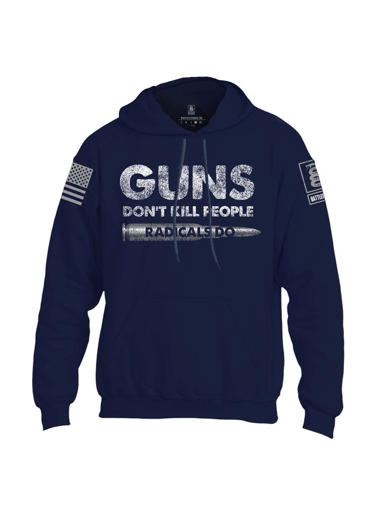 Battleraddle Guns Dont Kill People Radicals Do Grey Sleeve Print Mens Blended Hoodie With Pockets