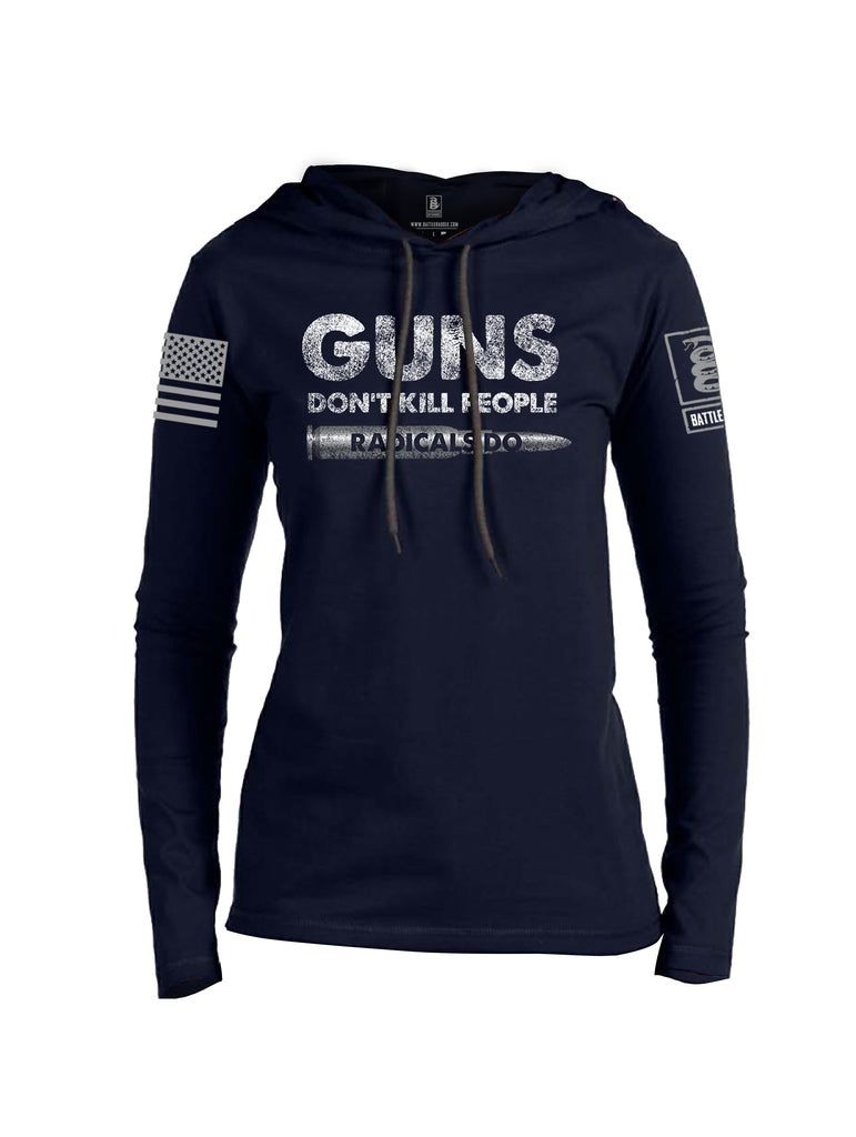 Battleraddle Guns Dont Kill People Radicals Do Red Sleeve Print Womens Thin Cotton Lightweight Hoodie