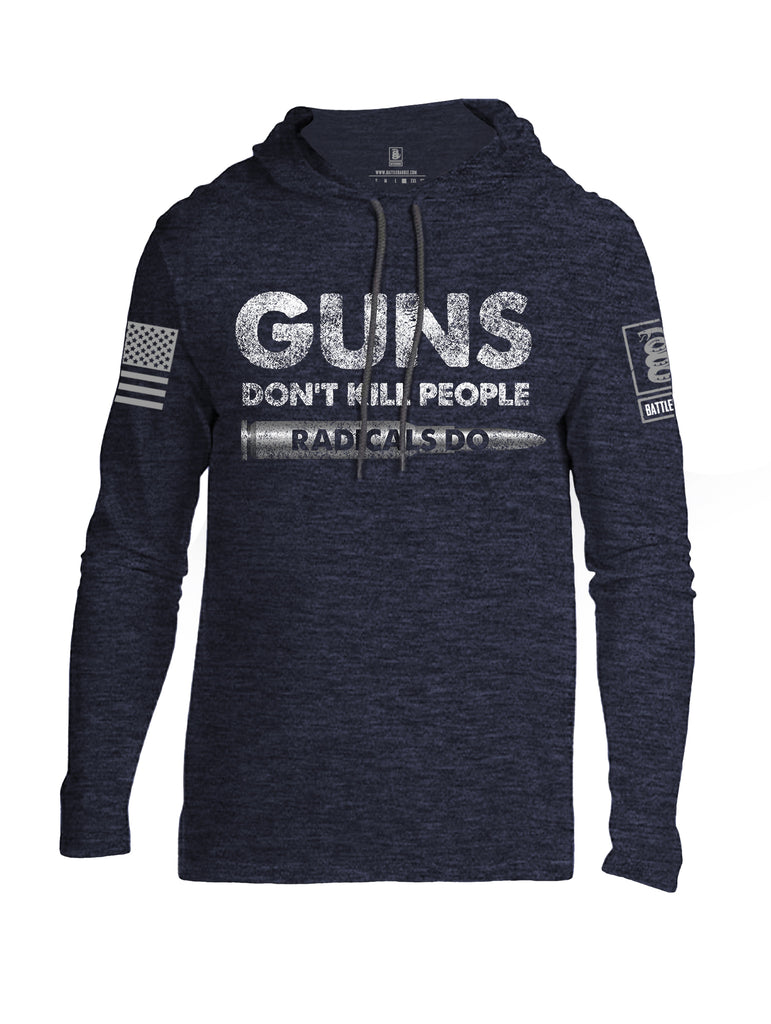 Battleraddle Guns Dont Kill People Radicals Do Grey Sleeve Print Mens Thin Cotton Lightweight Hoodie