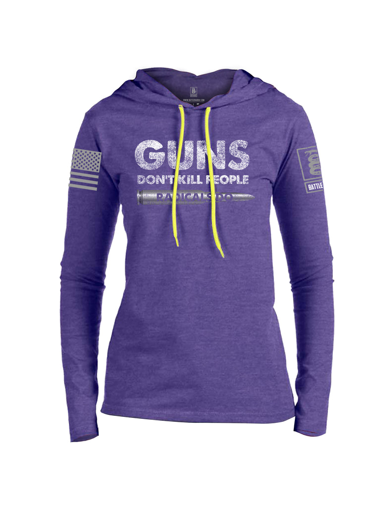 Battleraddle Guns Dont Kill People Radicals Do Red Sleeve Print Womens Thin Cotton Lightweight Hoodie