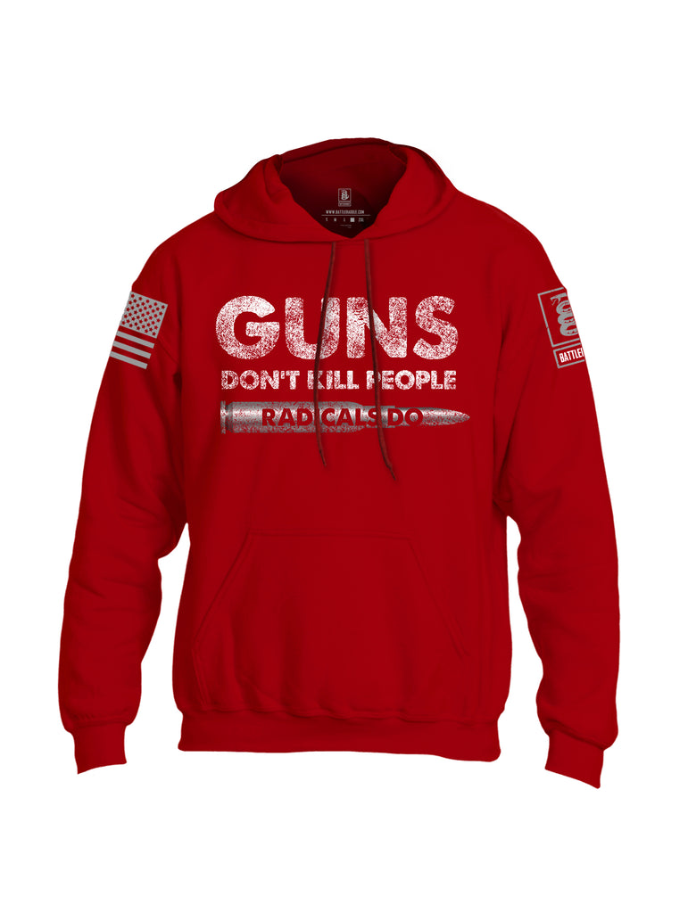 Battleraddle Guns Dont Kill People Radicals Do Grey Sleeve Print Mens Blended Hoodie With Pockets