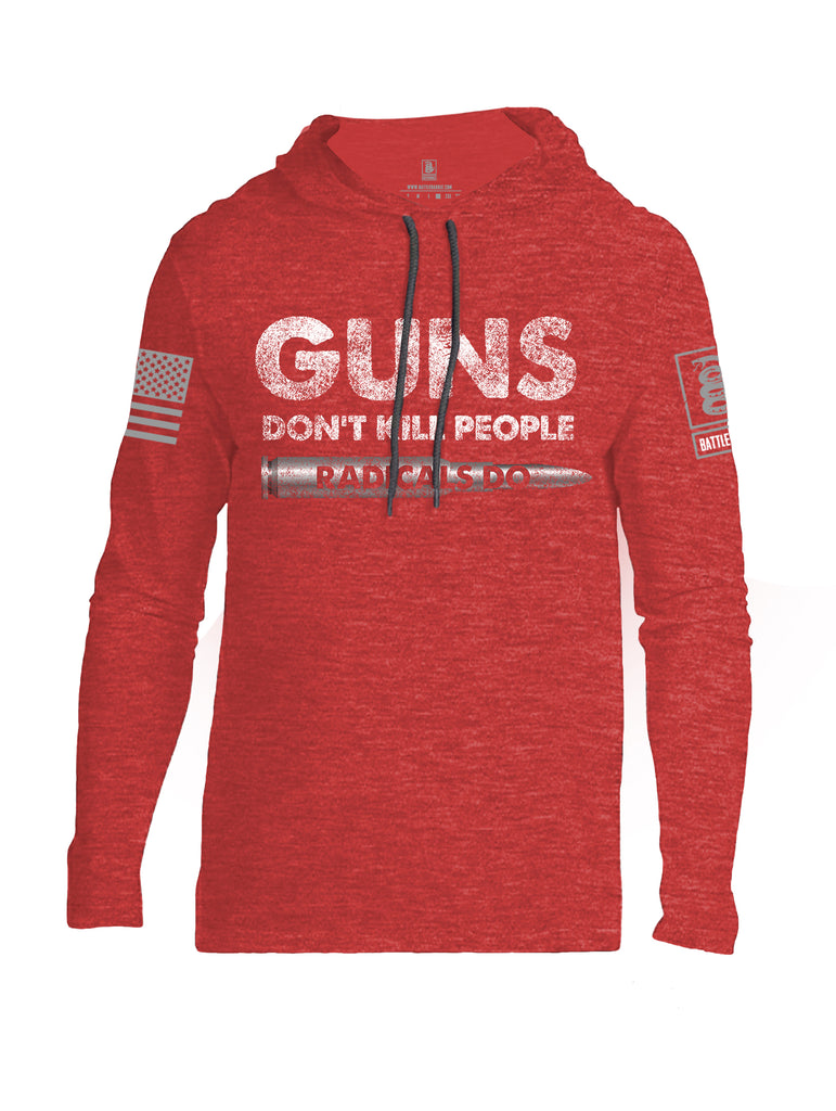 Battleraddle Guns Dont Kill People Radicals Do Grey Sleeve Print Mens Thin Cotton Lightweight Hoodie