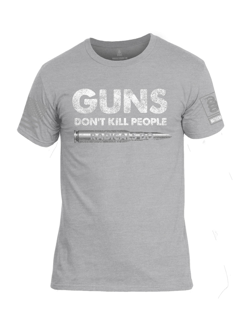 Battleraddle Guns Dont Kill People Radicals Do Grey Sleeve Print Mens Cotton Crew Neck T Shirt