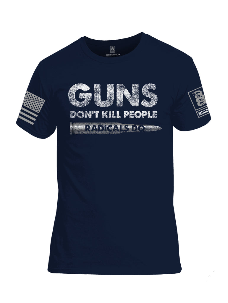Battleraddle Guns Dont Kill People Radicals Do Grey Sleeve Print Mens Cotton Crew Neck T Shirt