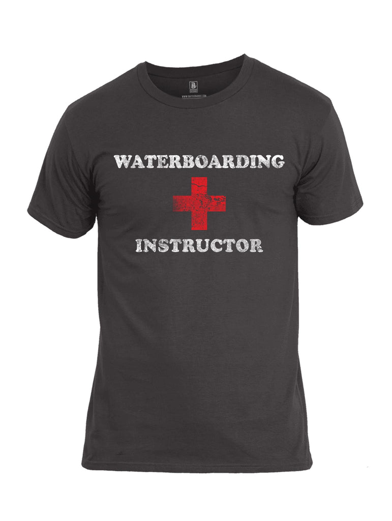 Battleraddle Waterboarding Instructor Mens Cotton Crew Neck T Shirt-Charcoal