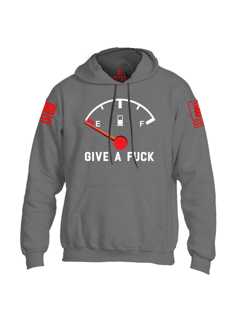 Battleraddle Give A Fuck Red Sleeve Print Mens Blended Hoodie With Pockets