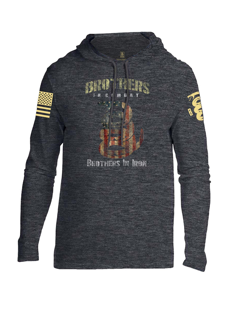 Battleraddle Brothers In Combat Brothers In Iron Light Yellow Sleeve Print Mens Thin Cotton Lightweight Hoodie - Battleraddle® LLC