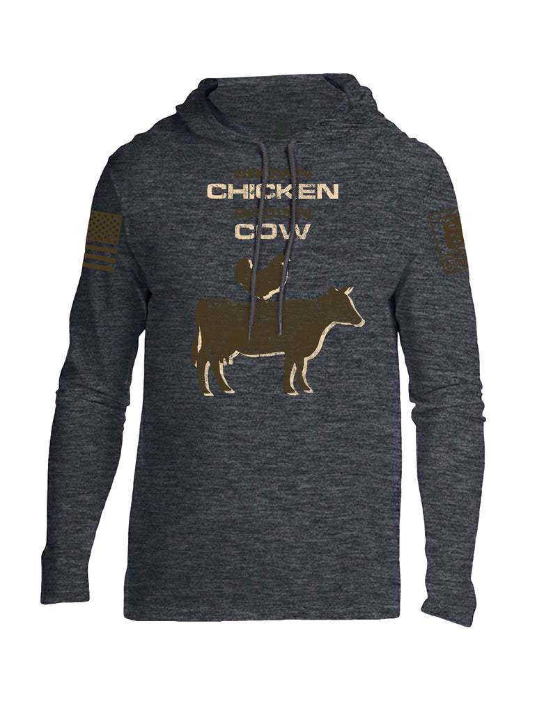 Battleraddle Brown Chicken Brown Cow Dark Brown Sleeve Print Mens Thin Cotton Lightweight Hoodie - Battleraddle® LLC