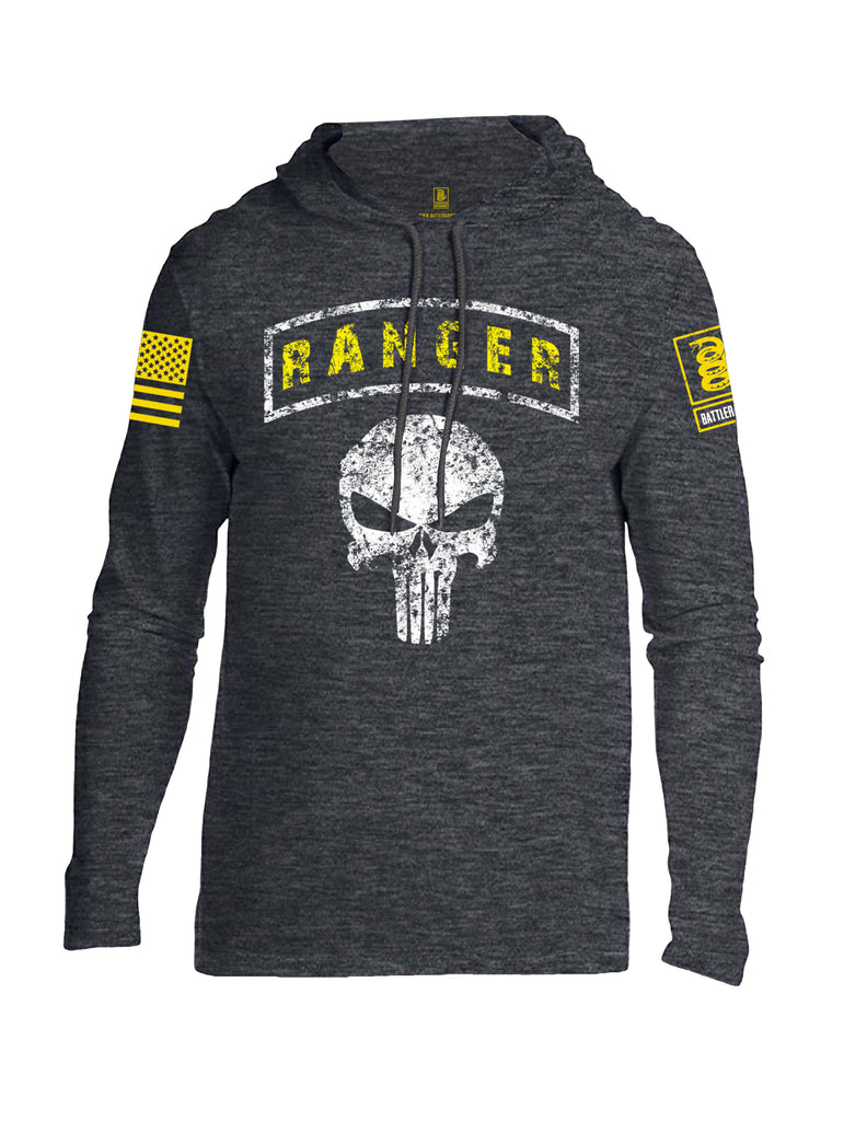 Battleraddle Ranger Punisher Skull Yellow Sleeve Print Mens Thin Cotton Lightweight Hoodie