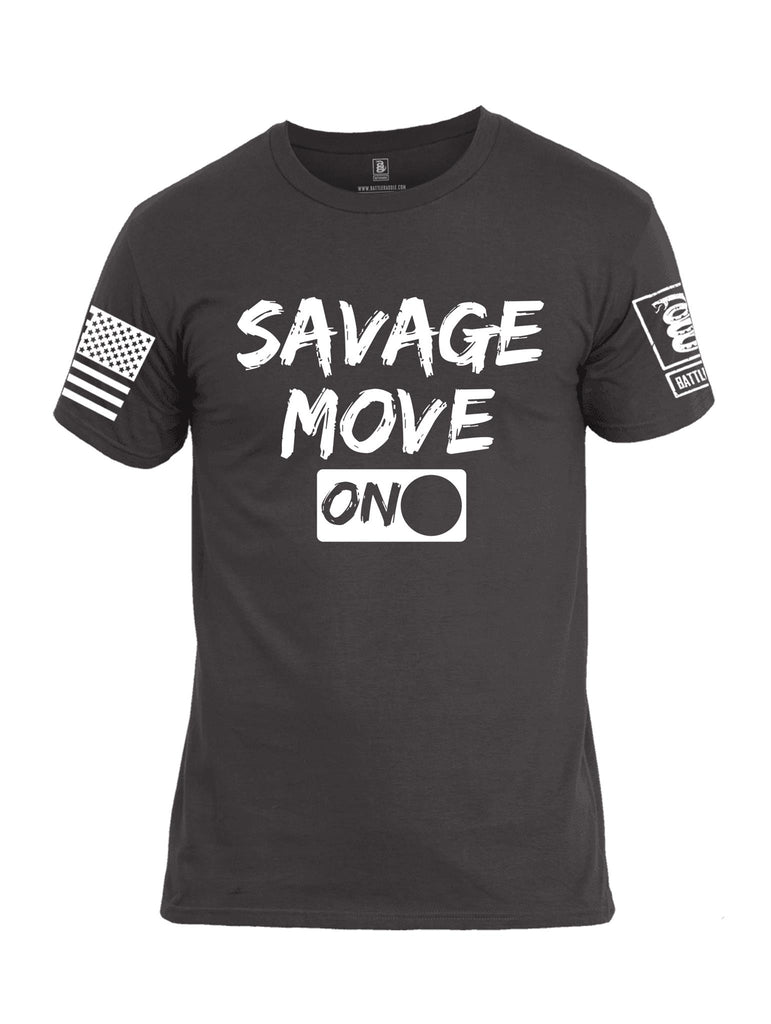 Battleraddle Savage Move On White Sleeve Print Mens Cotton Crew Neck T Shirt