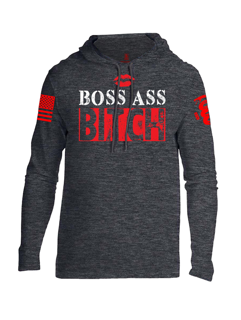 Battleraddle Boss Ass Bitch Red Sleeve Print Mens Thin Cotton Lightweight Hoodie - Battleraddle® LLC