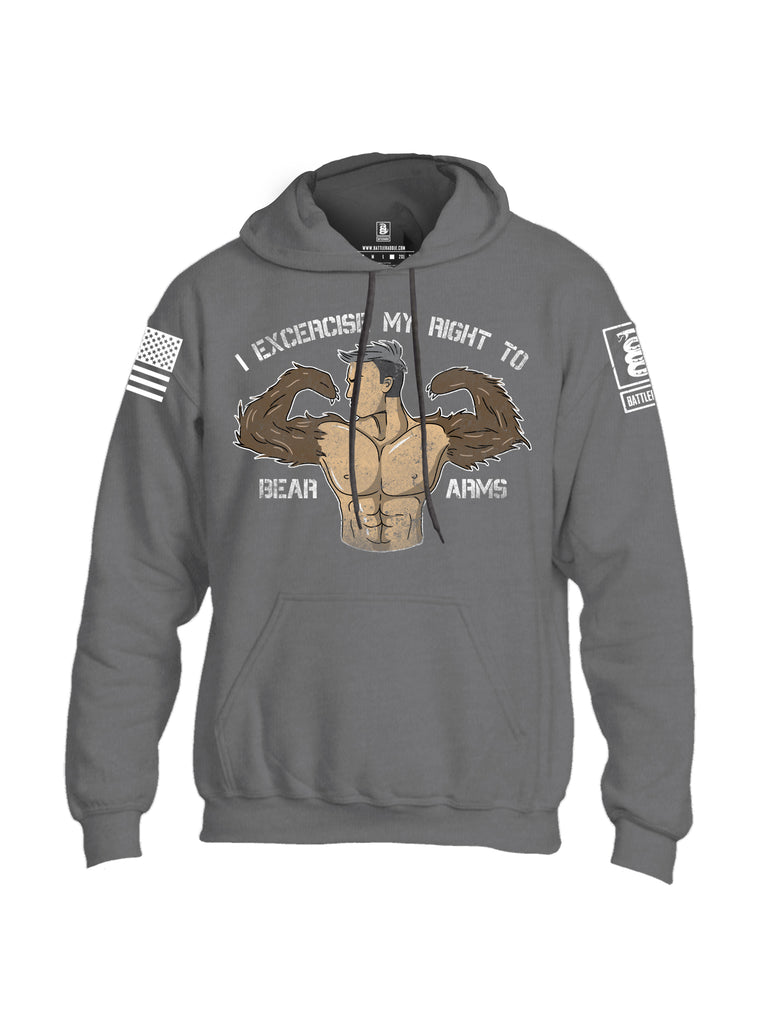 Battleraddle I Exercise My Right To Bear Arms White Sleeve Print Mens Blended Hoodie With Pockets