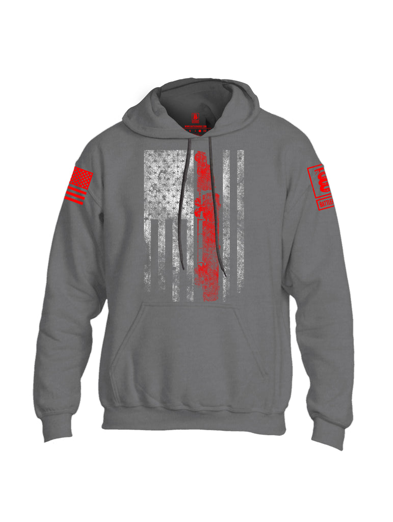 Battleraddle Truck Driver Flag V2 Red Sleeve Print Mens Blended Hoodie With Pockets