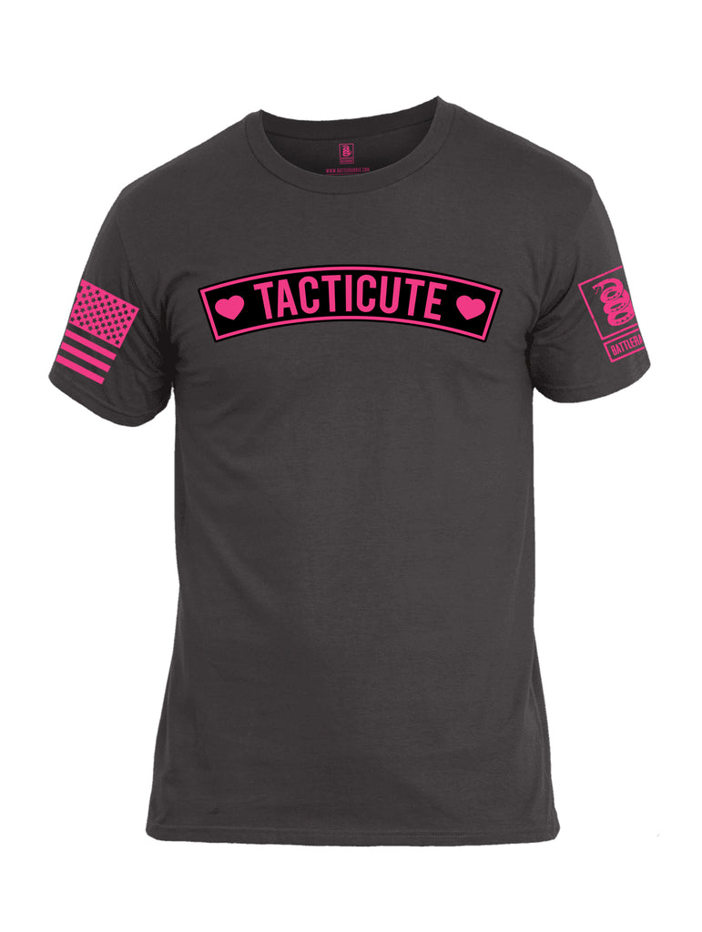 Battleraddle Tacticute Pink Sleeve Print Mens Cotton Crew Neck T Shirt