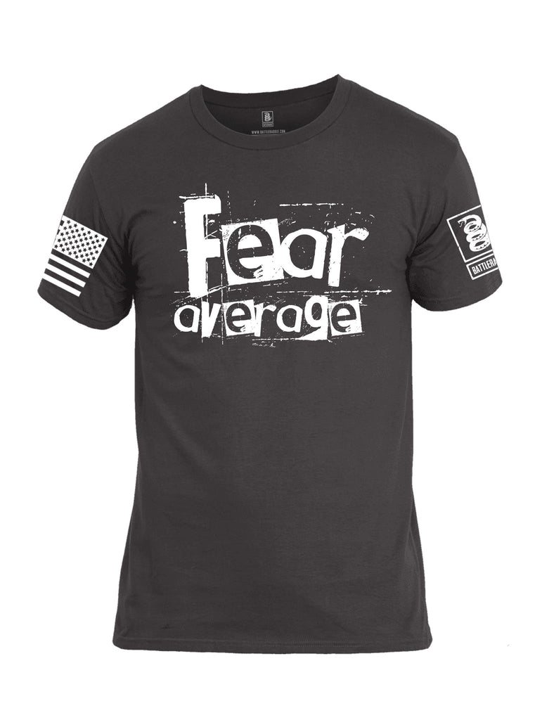 Battleraddle Fear Average White Sleeve Print Mens Cotton Crew Neck T Shirt