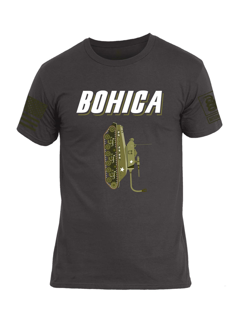 Battleraddle BOHICA Dark Green Sleeve Print Mens Cotton Crew Neck T Shirt - Battleraddle® LLC