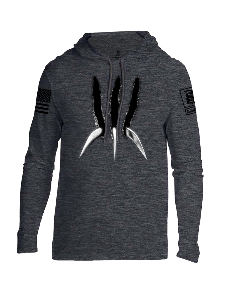 Battleraddle Wolve Adamantium Black Sleeve Print Mens Thin Cotton Lightweight Hoodie