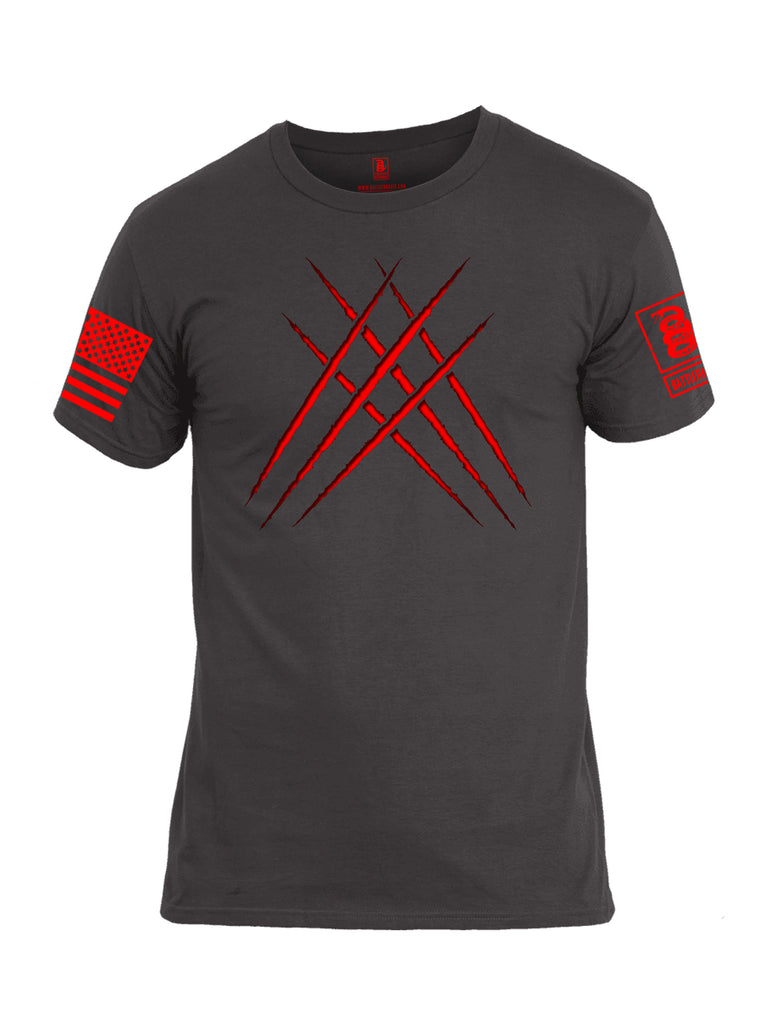Battleraddle Wolve Adamantium Claws Red Sleeve Print Mens Cotton Crew Neck T Shirt