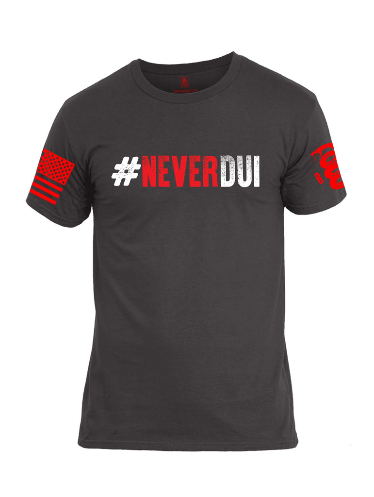 Battleraddle #NeverDUI Red Sleeve Print Mens Cotton Crew Neck T Shirt - Battleraddle® LLC