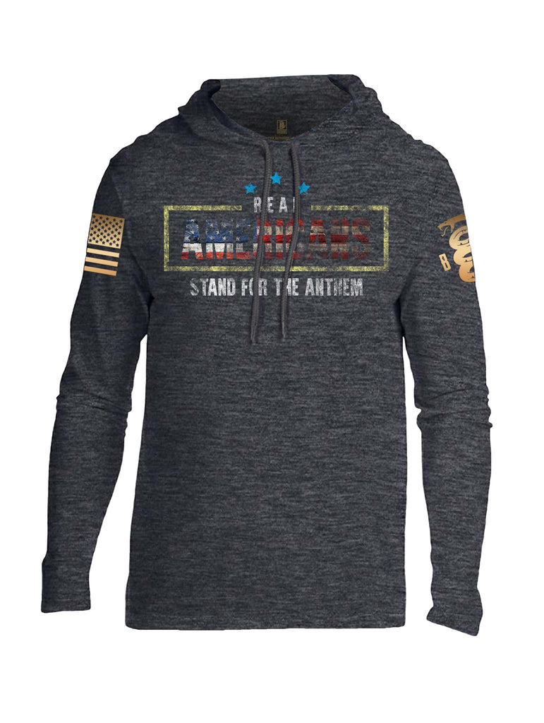 Battleraddle Real Americans Stand For The Anthem Brass Sleeve Print Mens Thin Cotton Lightweight Hoodie
