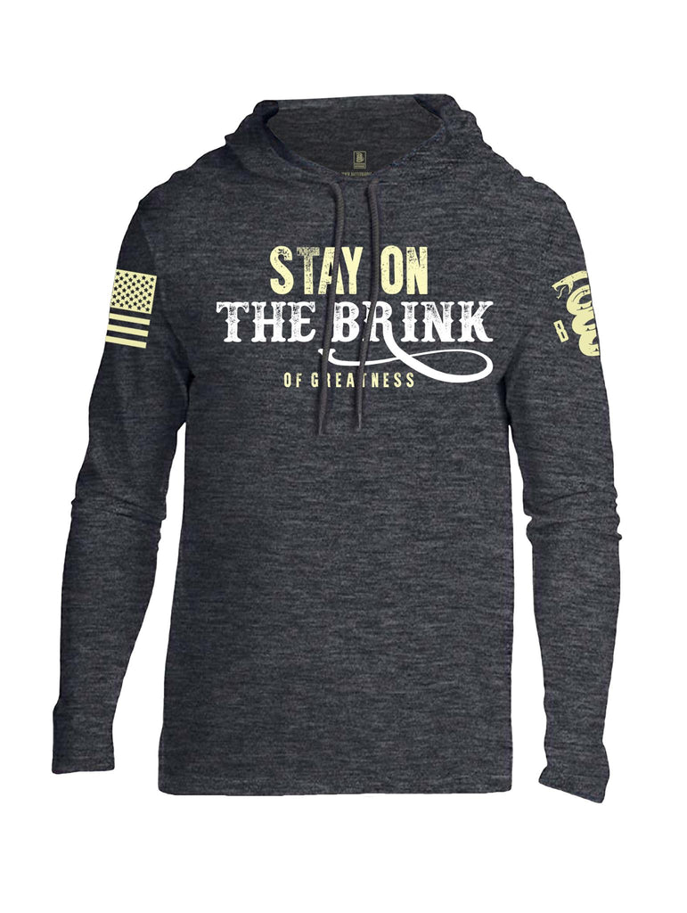 Battleraddle Stay On The Brink Of Greatness Light Yellow Sleeve Print Mens Thin Cotton Lightweight Hoodie
