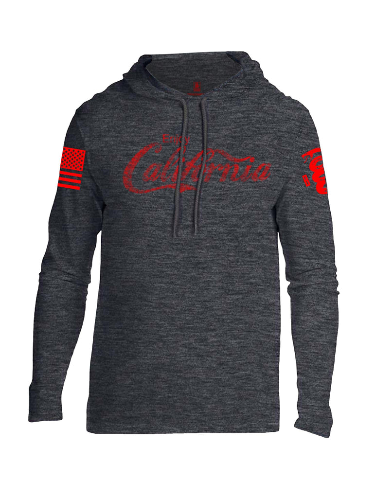 Battleraddle Enjoy California Red Sleeve Print Mens Thin Cotton Lightweight Hoodie