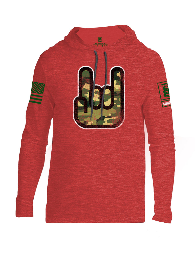 Battleraddle Hand Gesture Green Sleeve Print Mens Thin Cotton Lightweight Hoodie