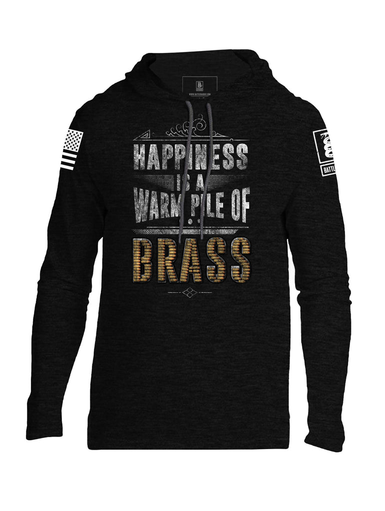 Battleraddle Happiness Is A Warm Pile Of Brass Mens Thin Cotton Lightweight Hoodie