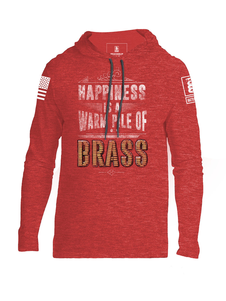 Battleraddle Happiness Is A Warm Pile Of Brass Mens Thin Cotton Lightweight Hoodie