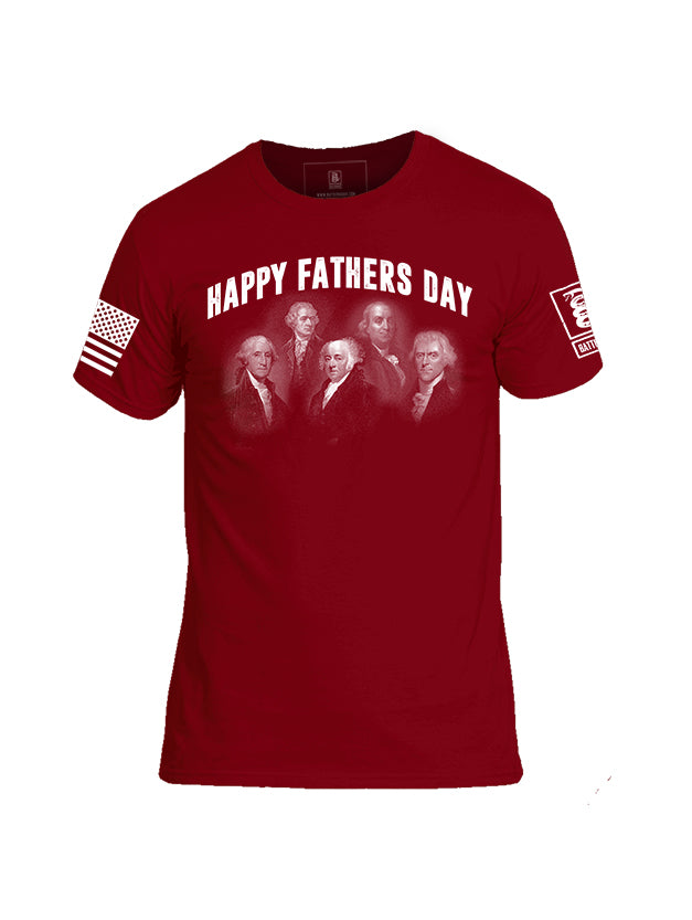Battleraddle Happy Fathers Day White Sleeve Print Mens Cotton Crew Neck T Shirt