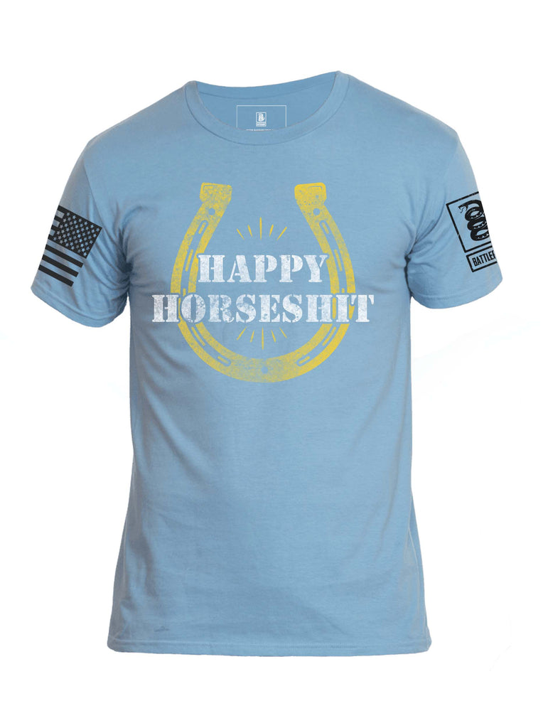 Battleraddle Happy Horseshit Mens Crew Neck Cotton T Shirt