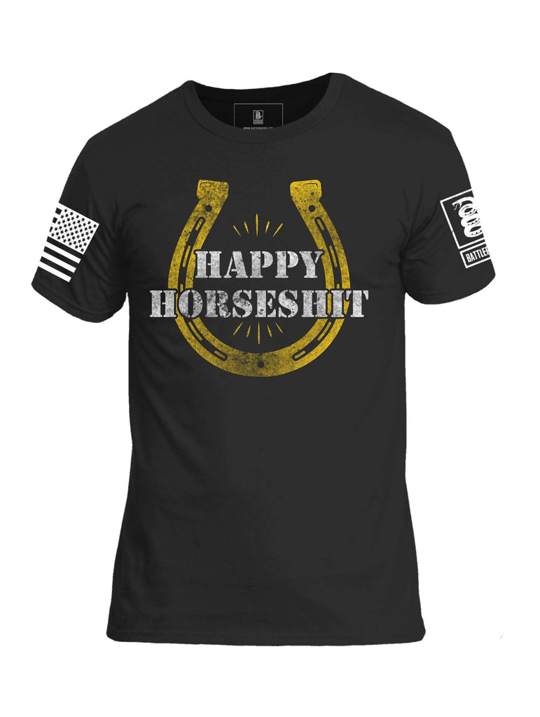 Battleraddle Happy Horseshit Mens Crew Neck Cotton T Shirt