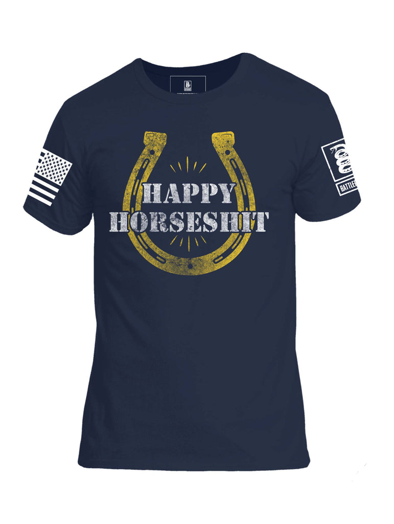Battleraddle Happy Horseshit Mens Crew Neck Cotton T Shirt