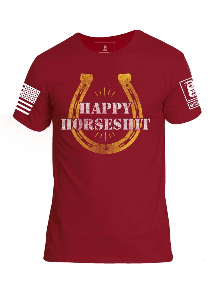 Battleraddle Happy Horseshit Mens Crew Neck Cotton T Shirt