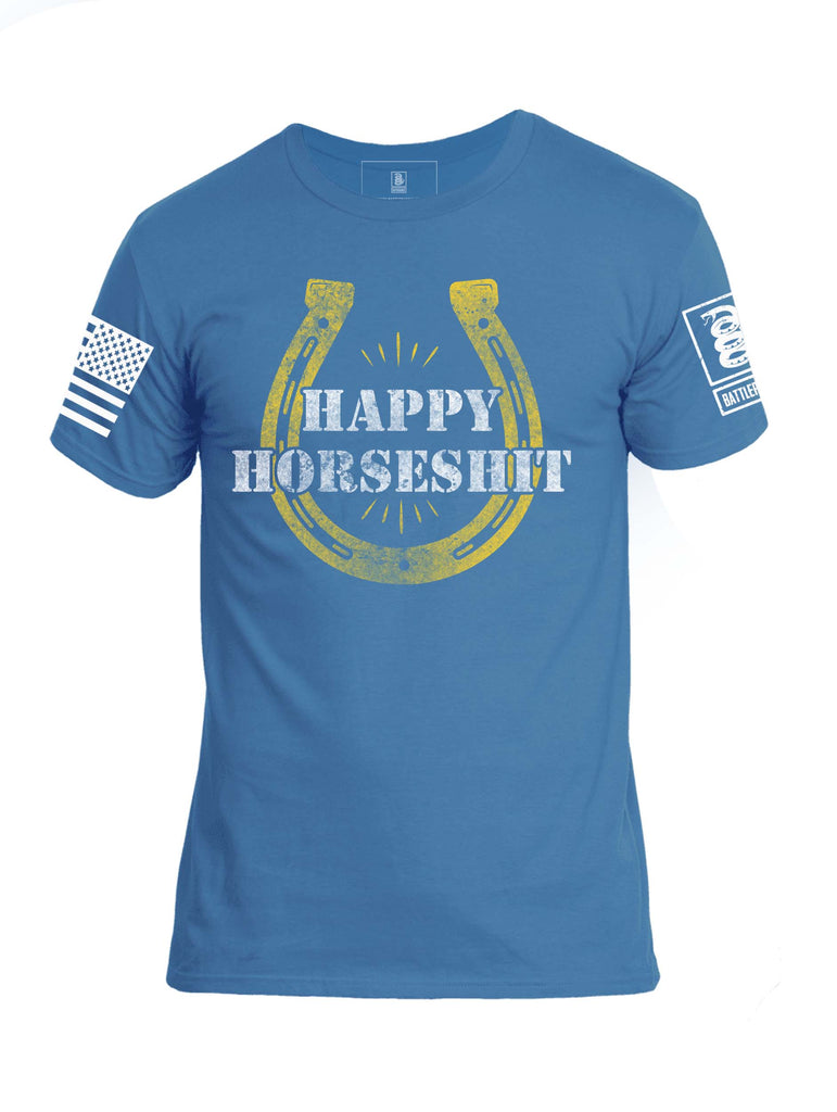 Battleraddle Happy Horseshit Mens Crew Neck Cotton T Shirt