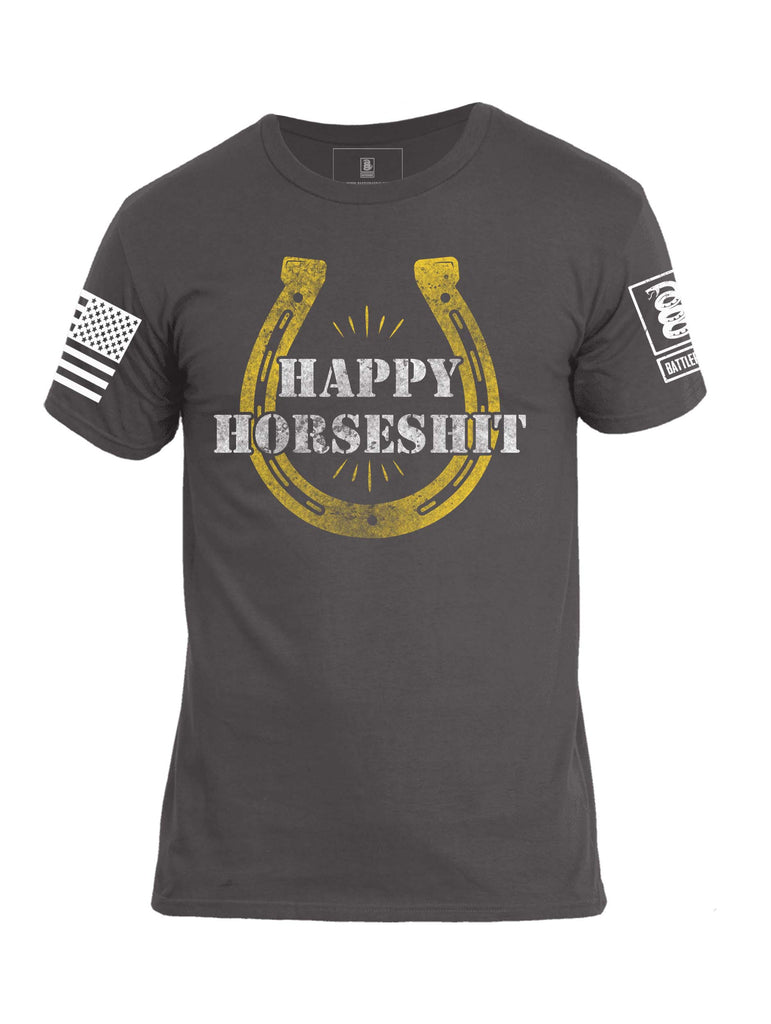 Battleraddle Happy Horseshit Mens Crew Neck Cotton T Shirt