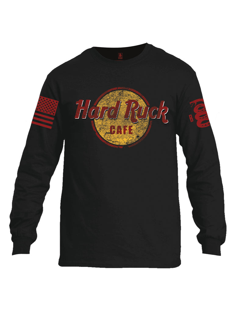 Battleraddle Hard Ruck Cafe Red Sleeve Print Mens Cotton Long Sleeve Crew Neck T Shirt