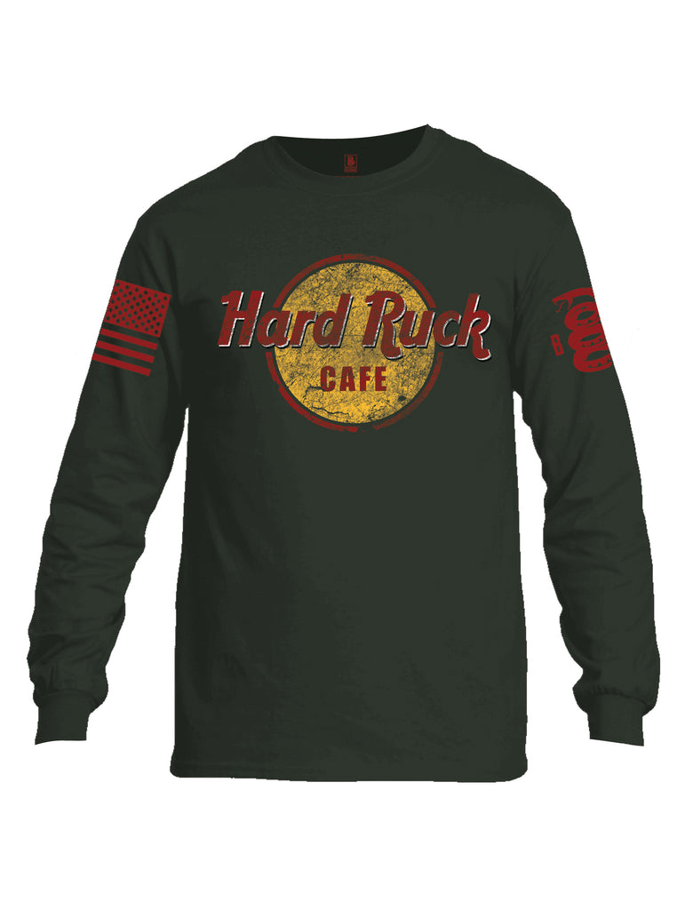 Battleraddle Hard Ruck Cafe Red Sleeve Print Mens Cotton Long Sleeve Crew Neck T Shirt