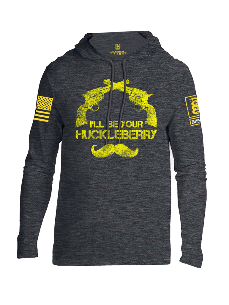 Battleraddle I'll Be Your Huckleberry Yellow Sleeve Print Mens Thin Cotton Lightweight Hoodie