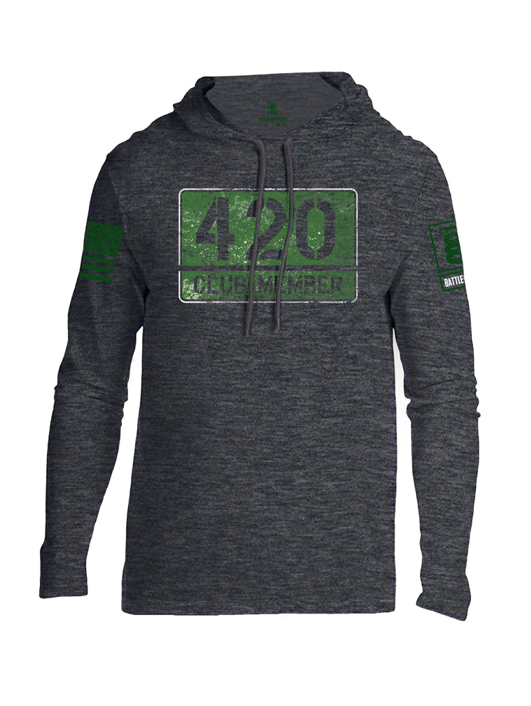 Battleraddle 420 Club Member Green Sleeve Print Mens Thin Cotton Lightweight Hoodie