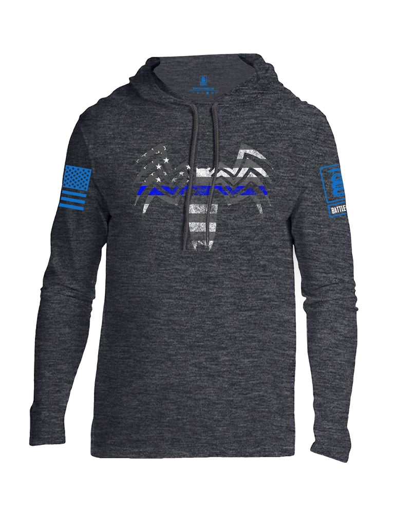 Battleraddle Venomize Flag Blue Line Blue Sleeve Print Mens Thin Cotton Lightweight Hoodie