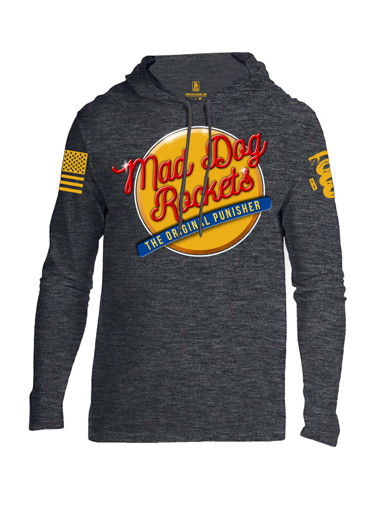 Battleraddle Mad Dog Rockets The Original Expounder Yellow Sleeve Print Mens Thin Cotton Lightweight Hoodie