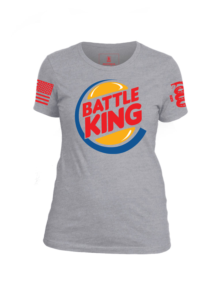 Battleraddle Battle King Red Sleeve Print Womens Cotton Crew Neck T Shirt - Battleraddle® LLC