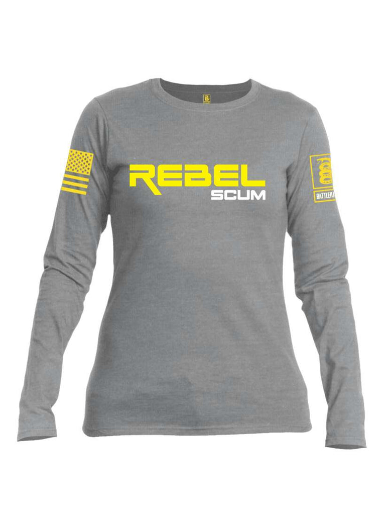Battleraddle Rebel Scum Yellow Sleeve Print Womens Cotton Long Sleeve Crew Neck T Shirt