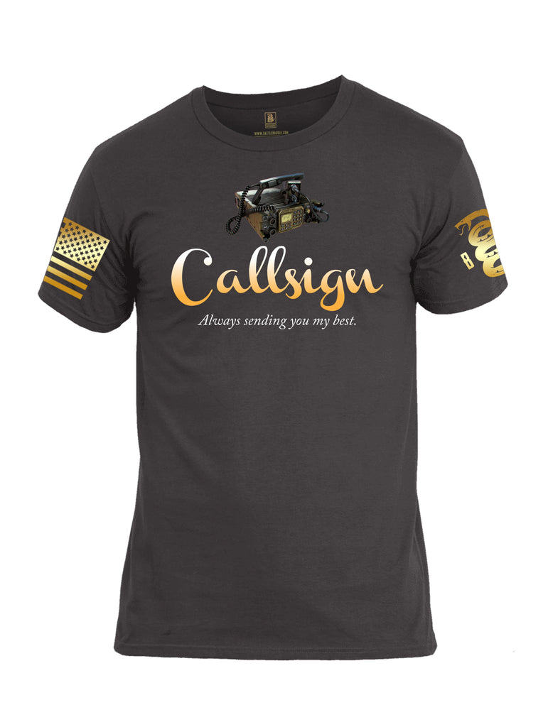 Battleraddle Callsign Always Sending You My Best Brass Sleeve Print Mens Cotton Crew Neck T Shirt - Battleraddle® LLC