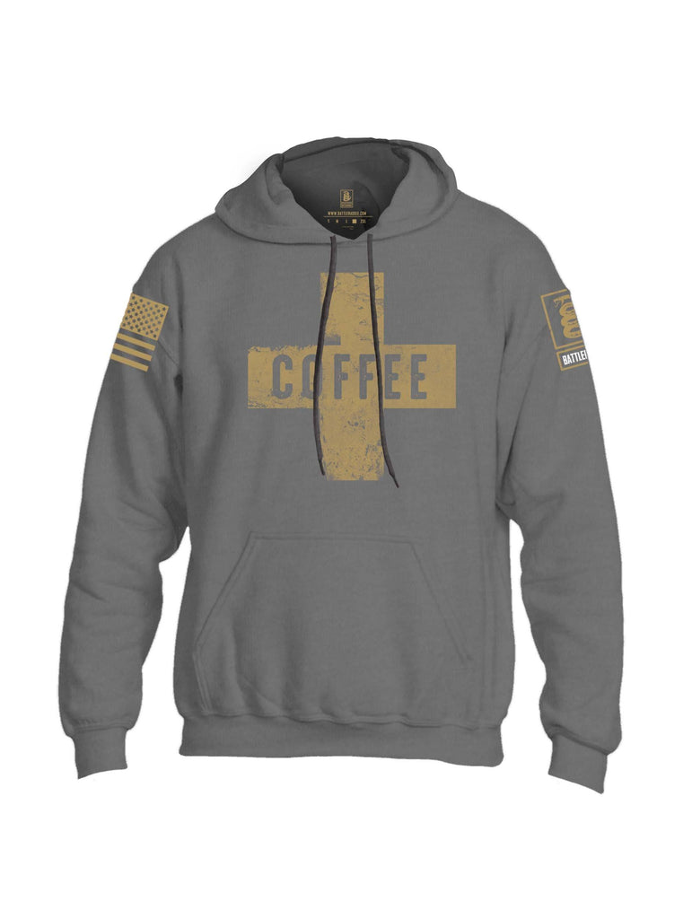 Battleraddle Coffee Cross Brass Sleeve Print Mens Blended Hoodie With Pockets shirt|custom|veterans|Apparel-Mens Hoodies-Cotton/Dryfit Blend