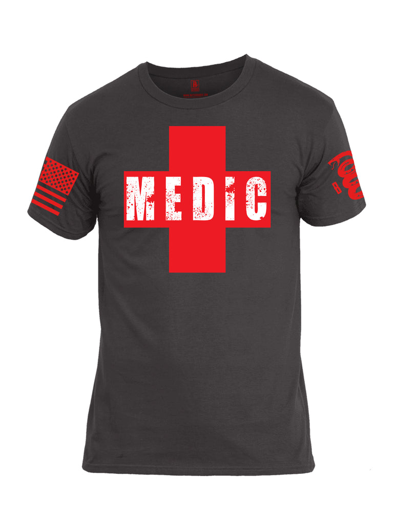 Battleraddle Medic Red Sleeve Print Mens Cotton Crew Neck T Shirt