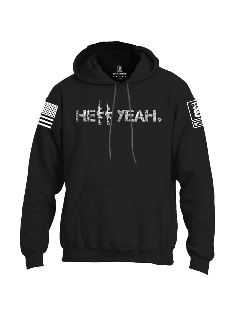 Battleraddle Hell Yeah White Sleeve Print Mens Blended Hoodie With Pockets