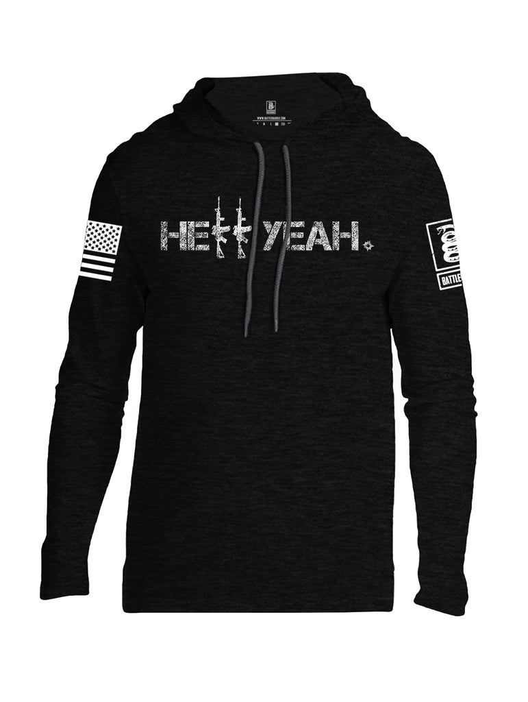 Battleraddle Hell Yeah White Sleeve Print Mens Thin Cotton Lightweight Hoodie
